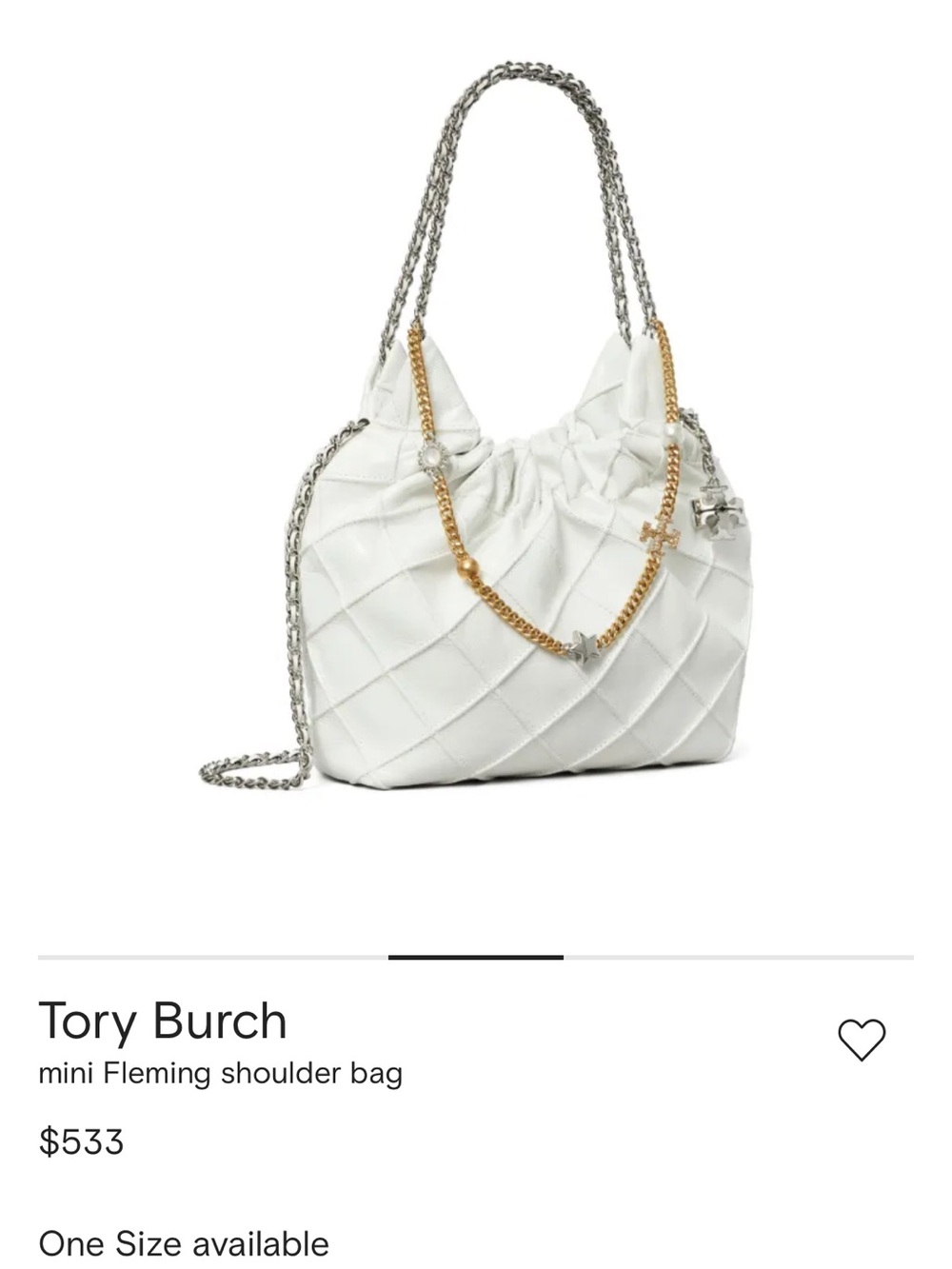 PRISTINE Tory Burch White Mini Fleming bag